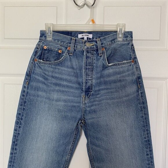RE/DONE 70's Ultra High Rise Stove Pipe Jeans Blue Women’s 27 NWT Anthropologie - Picture 5 of 15